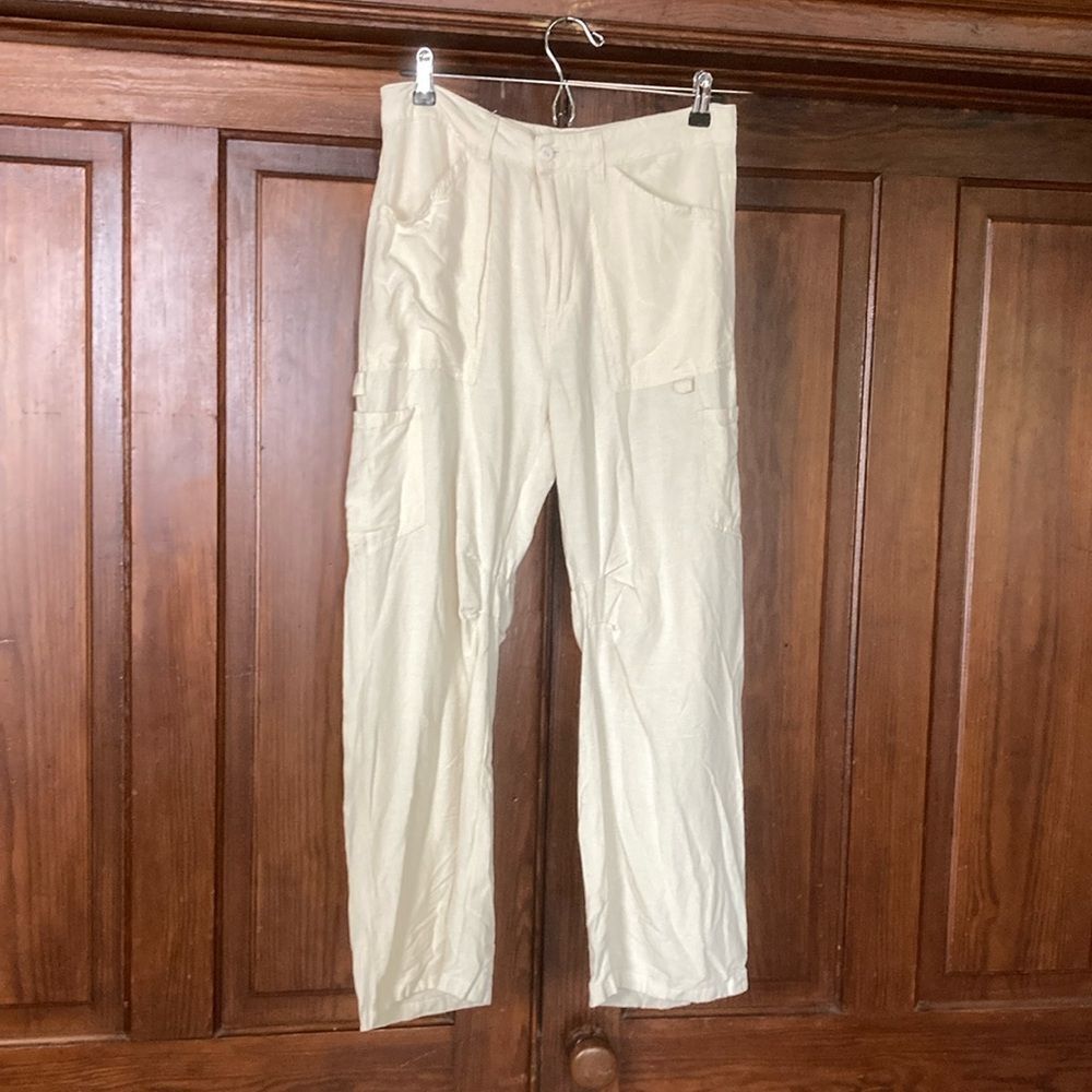 Lioness Cream Linen Blend Miami Vice Cargo Pants -  SZ S